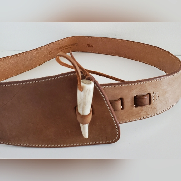 Vintage 80's Banana Republic Save-The-Tigers Leather Bone Belt Women's Sz 34" - Picture 5 of 14